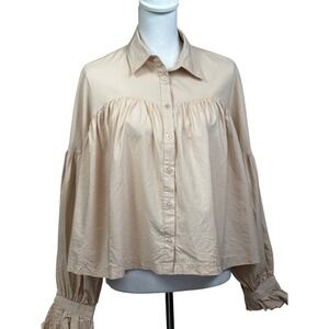 & Merci button uptop, blush pink, medium, cropped, romantic, boho, feminine